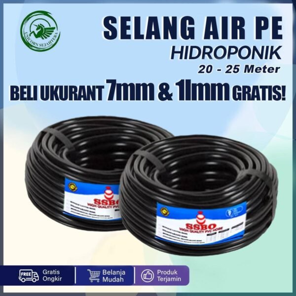 SELANG PE 7 & 11 MM 20 - 25 METER SELANG FERTIGASI IRIGASI HIDROPONIK ALAT TAMAN PERKEBUNAN TERLARIS